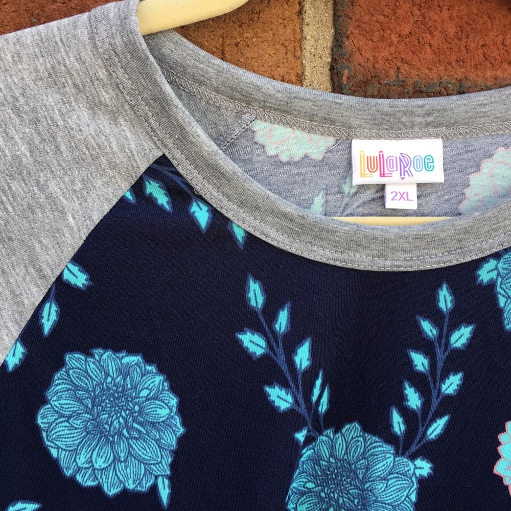 Navy LuLaRoe Randy with dahlias, 2XL - Picture 3 of 6